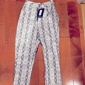 NWT PLT Grey Front Zip Snake Print Trouser